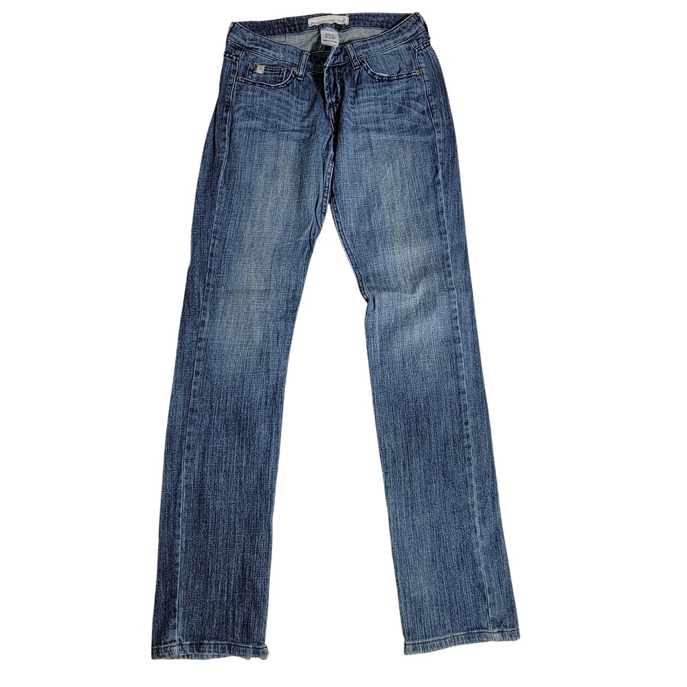 Z Cavaricci Womens Low Rise Straight Leg Jeans Medium Wash Ankle Zip Blue Size 4